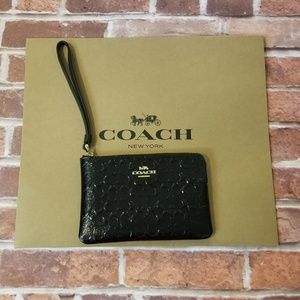 COACH Black Patent Leather Wristlet